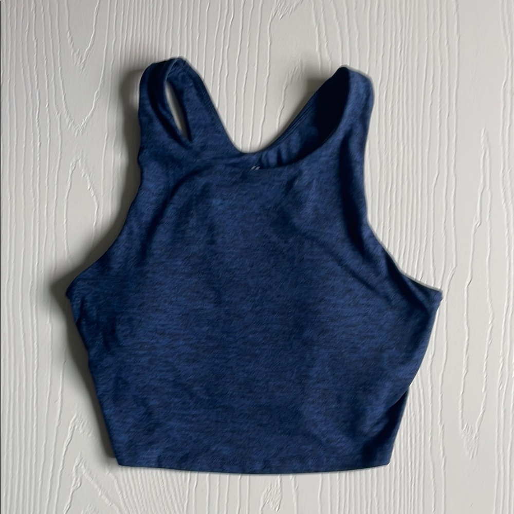 Blue Racerback Crop Tank Top